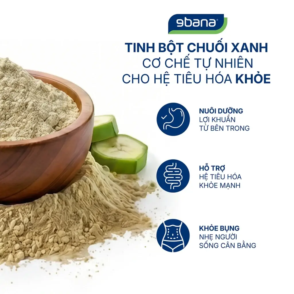 Tinh bột chuối xanh - Cơ chế tự nhiên cho hệ tiêu hoá khoẻ mạnh